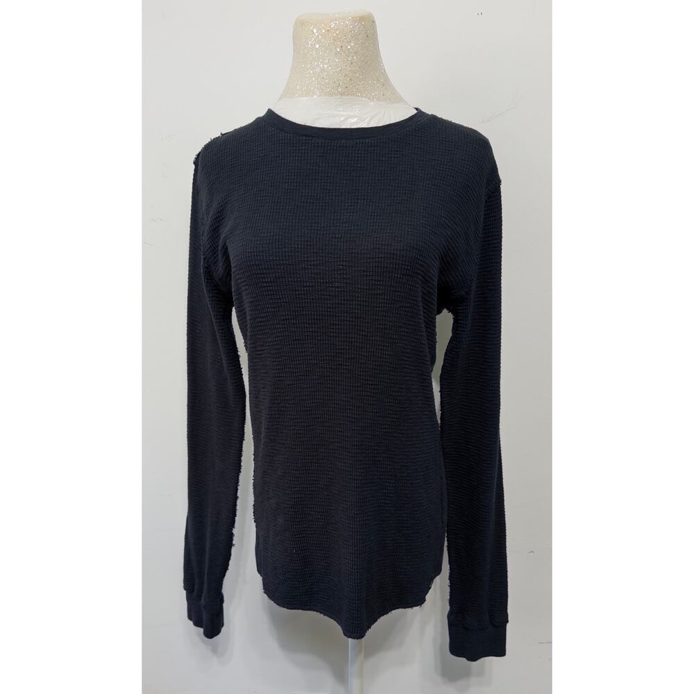 Lucky‎ Brand womens thermal waffle‑knit long sleeve sz S raw hem lightweight
